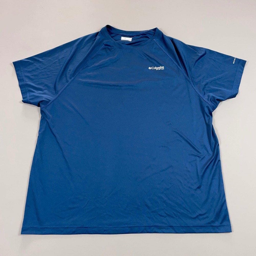 Columbia PFG Mens Short Sleeve Performance Fishing Shirt Blue Omni-Shade XXL
